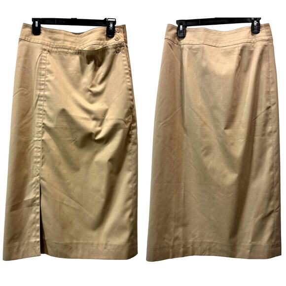 Vintage Khaki Wrap Midi Skirt 70s Safari Style by Giorgio Sant’Angelo - Picture 3 of 12